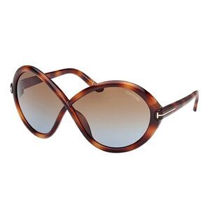 Tom Ford Sunglasses Geometric Full Rim, Blonde Havana Frame and Gradient Brown